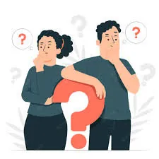 Illustration of a puzzled man and woman with hands on their chins, surrounded by question marks